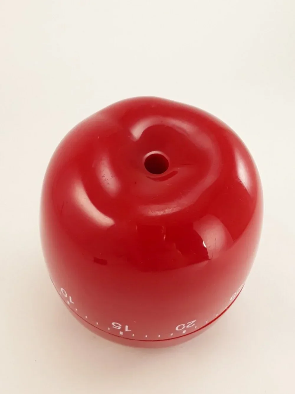 Vtg Red Apple Kitchen Timer, Mechanical, 60 Minutes, plastic fruit grannycore